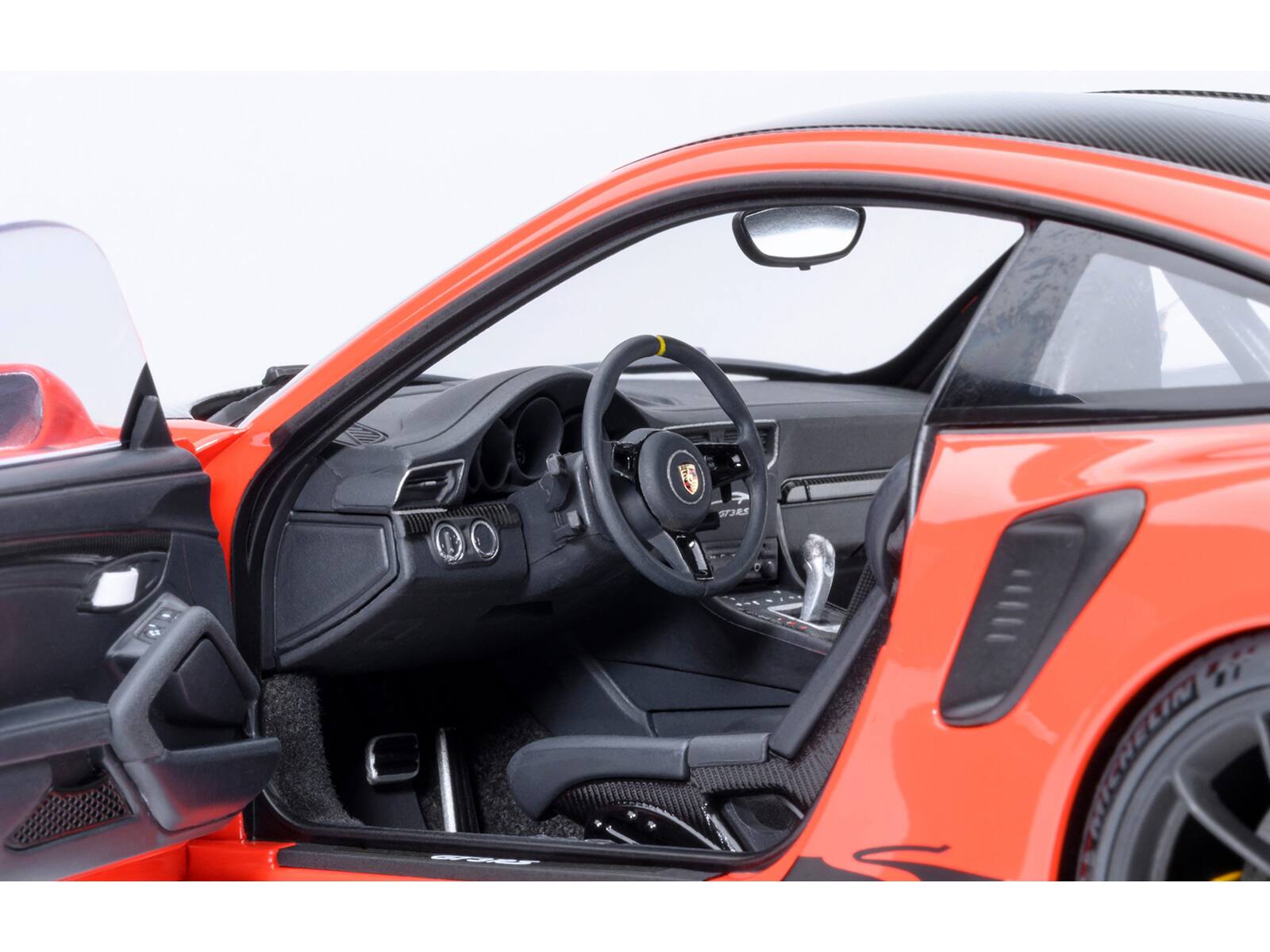 Alt View 3. Autoart - Porsche 911 (991.2) GT3 RS Weissach Lava Orange with Carbon Hood and Top 1/18 Model Car by Autoart.