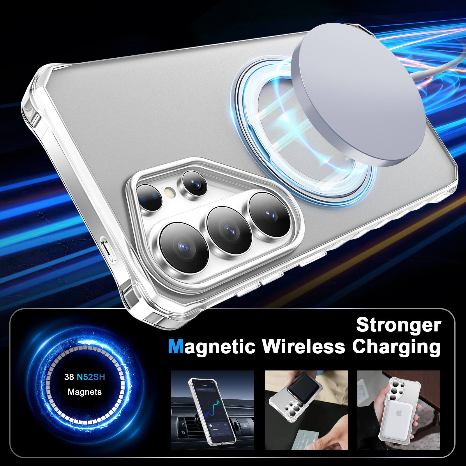 Stronger Magnetic Wireless Charging  
38 N52SH Magnets