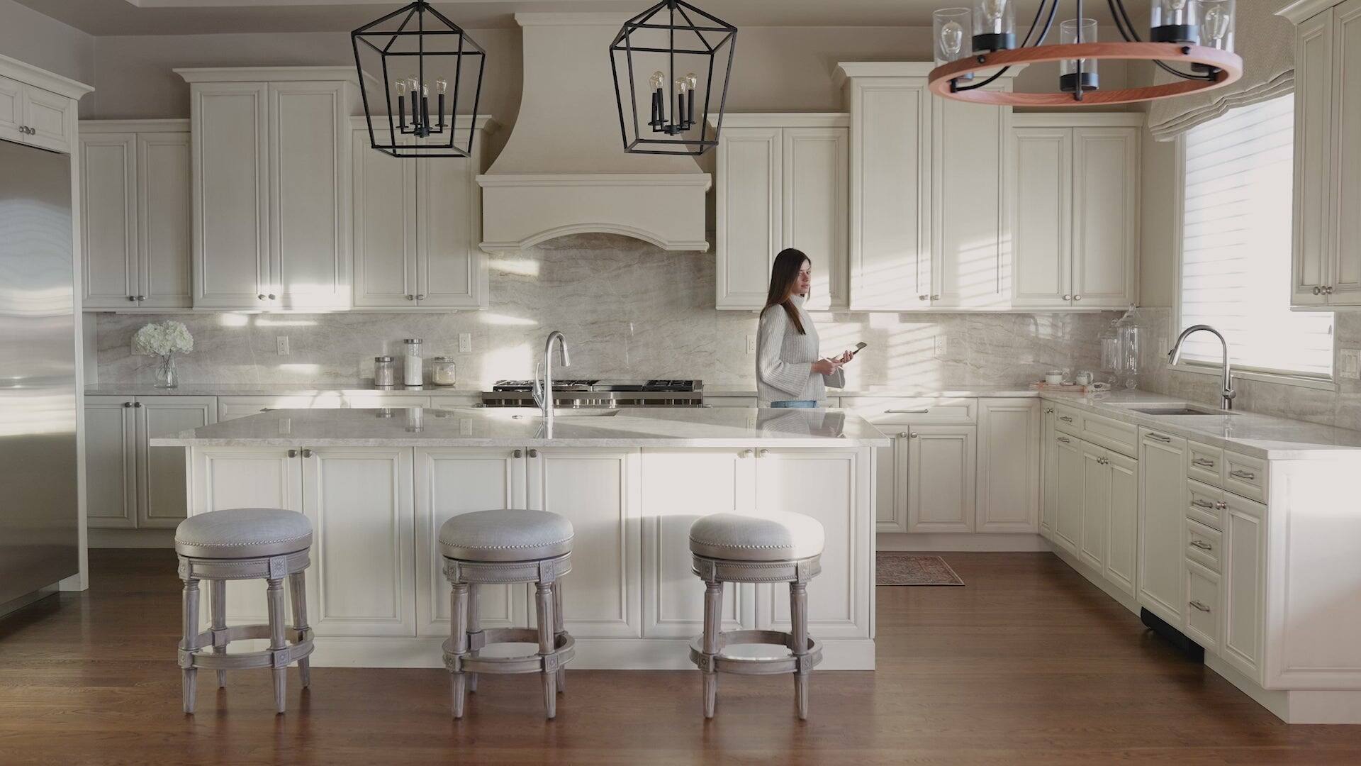 Alt View 1. Maven Lane - 26" Pullman Backless Counter Stool In Reclaimed Oak Finish With Fabric Upholstery - Reclaimed Oak.