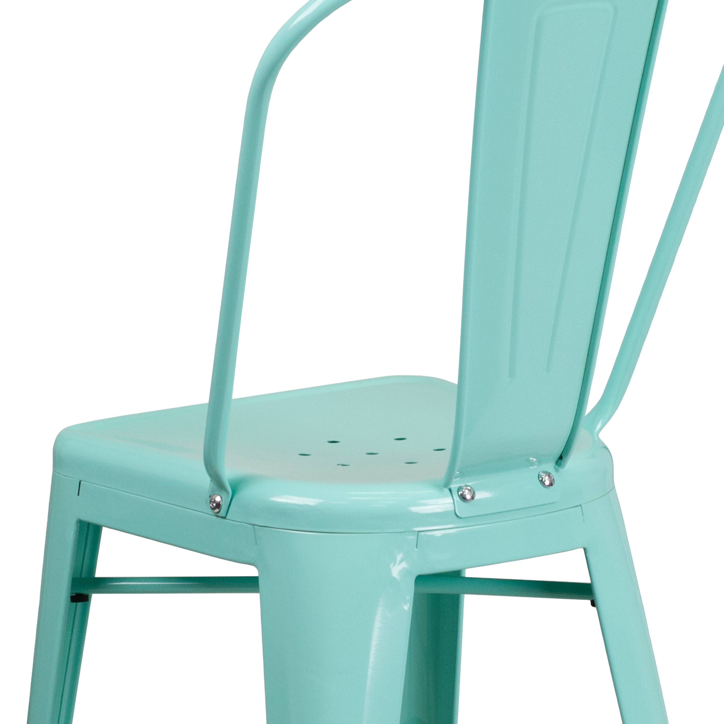 Alt View 9. Emma + Oliver - Commercial Grade 4 Pack 24" High Metal Indoor-Outdoor Counter Height Stool with Back - Mint Green.