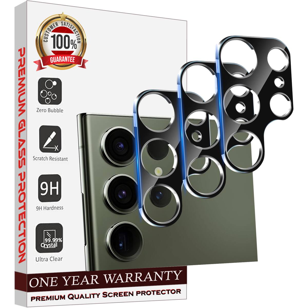 CUSTOMER SATISFACTION  
100% GUARANTEE  

PREMIUM GLASS PROTECTION  

- Zero Bubble  
- Scratch Resistant  
- 9H Hardness  
- 99.99% Crystal  
- Ultra Clear  

ONE YEAR WARRANTY  

PREMIUM QUALITY SCREEN PROTECTOR