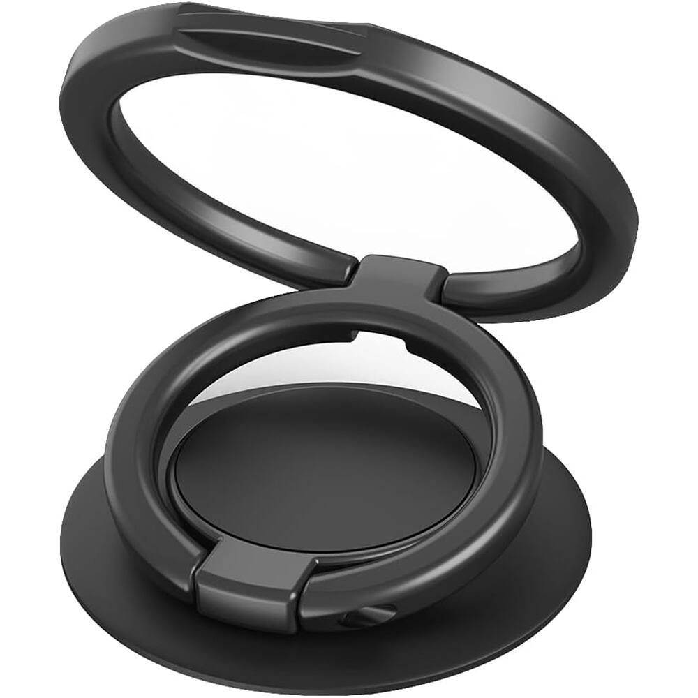 Front. PARKER SLATER - Phone Grip Ring Holder with Foldable Kickstand & Magnetic Mount – Black - Black.