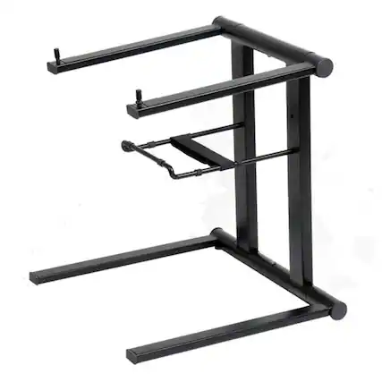 Front. ProX - ProX T-LPS600 Foldable and Portable DJ Laptop Stand with Adjustable Shelf, Black.