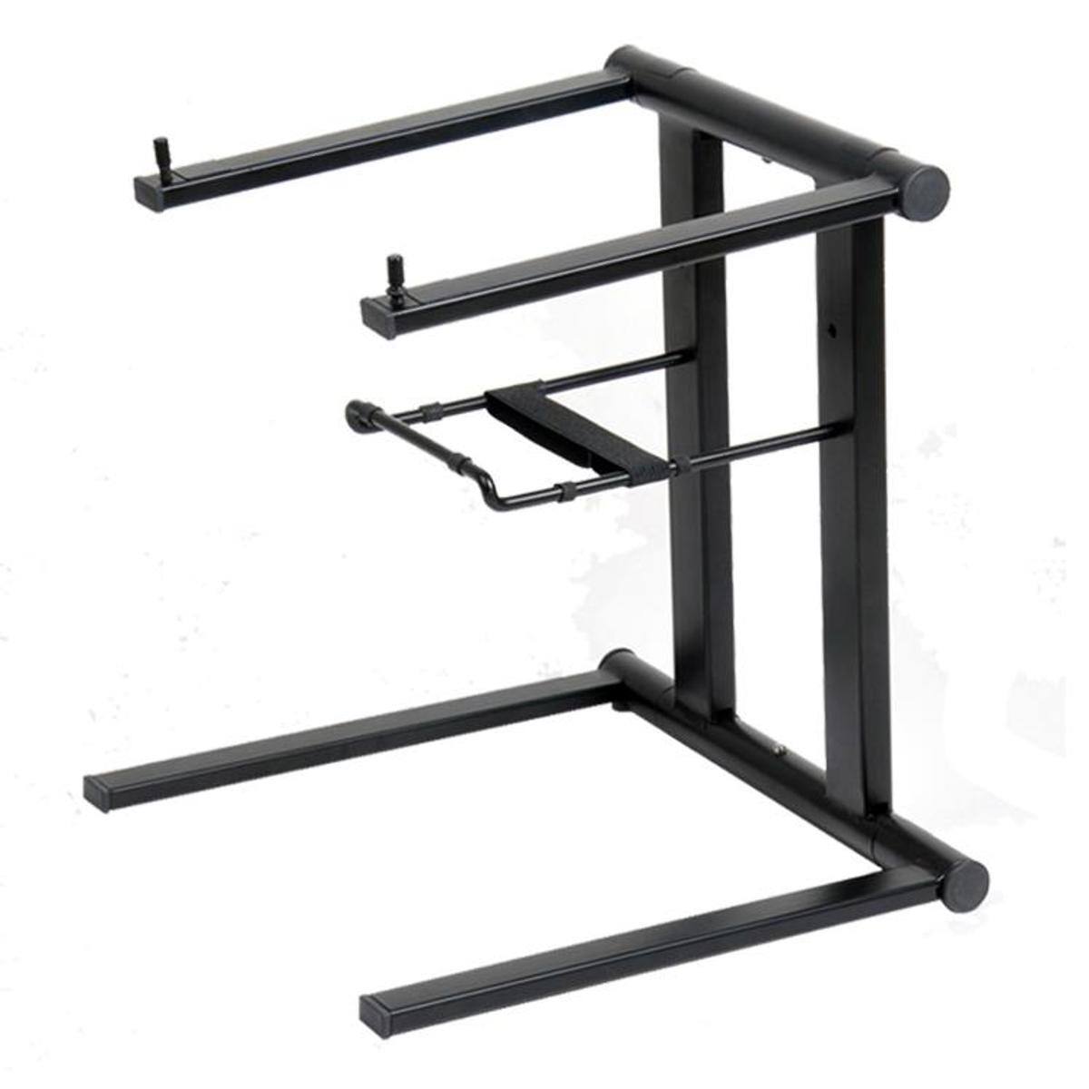 Front. ProX - ProX T-LPS600 Foldable and Portable DJ Laptop Stand with Adjustable Shelf, Black.