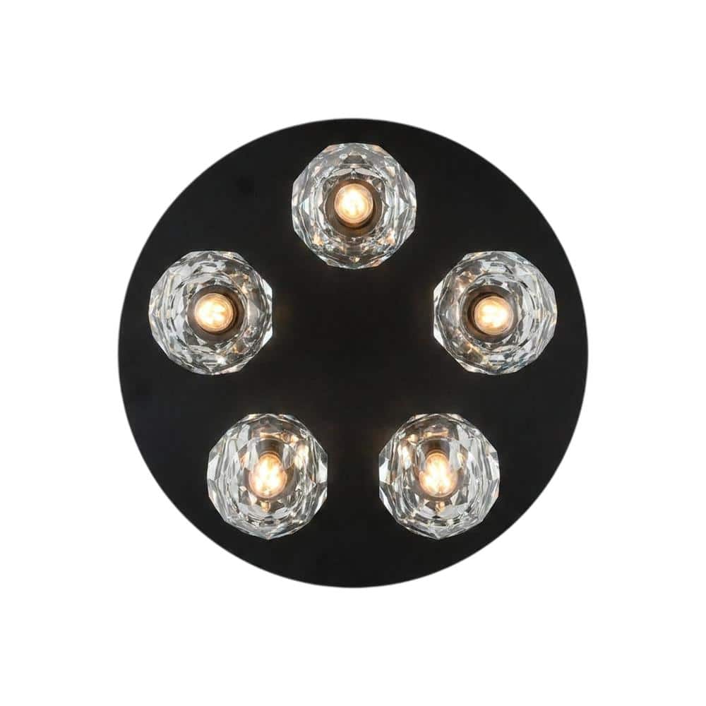 Elegant Lighting - Graham 5 Light Ceiling Lamp in Black - Black And Clear price history on PriceWatchPro