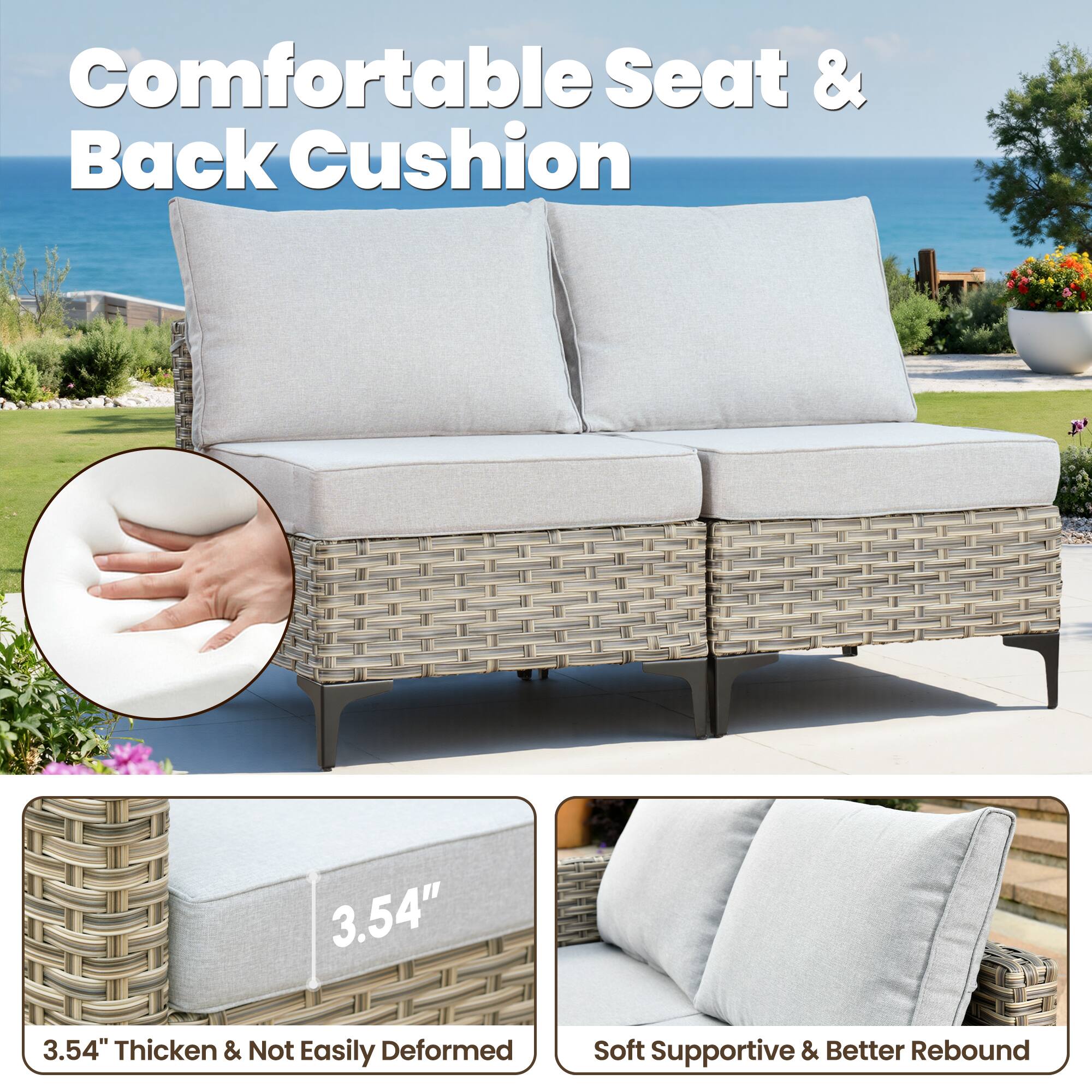 Comfortable Seat & Back Cushion

3.54" Thick & Not Easily Deformed

Soft Supportive & Better Rebound