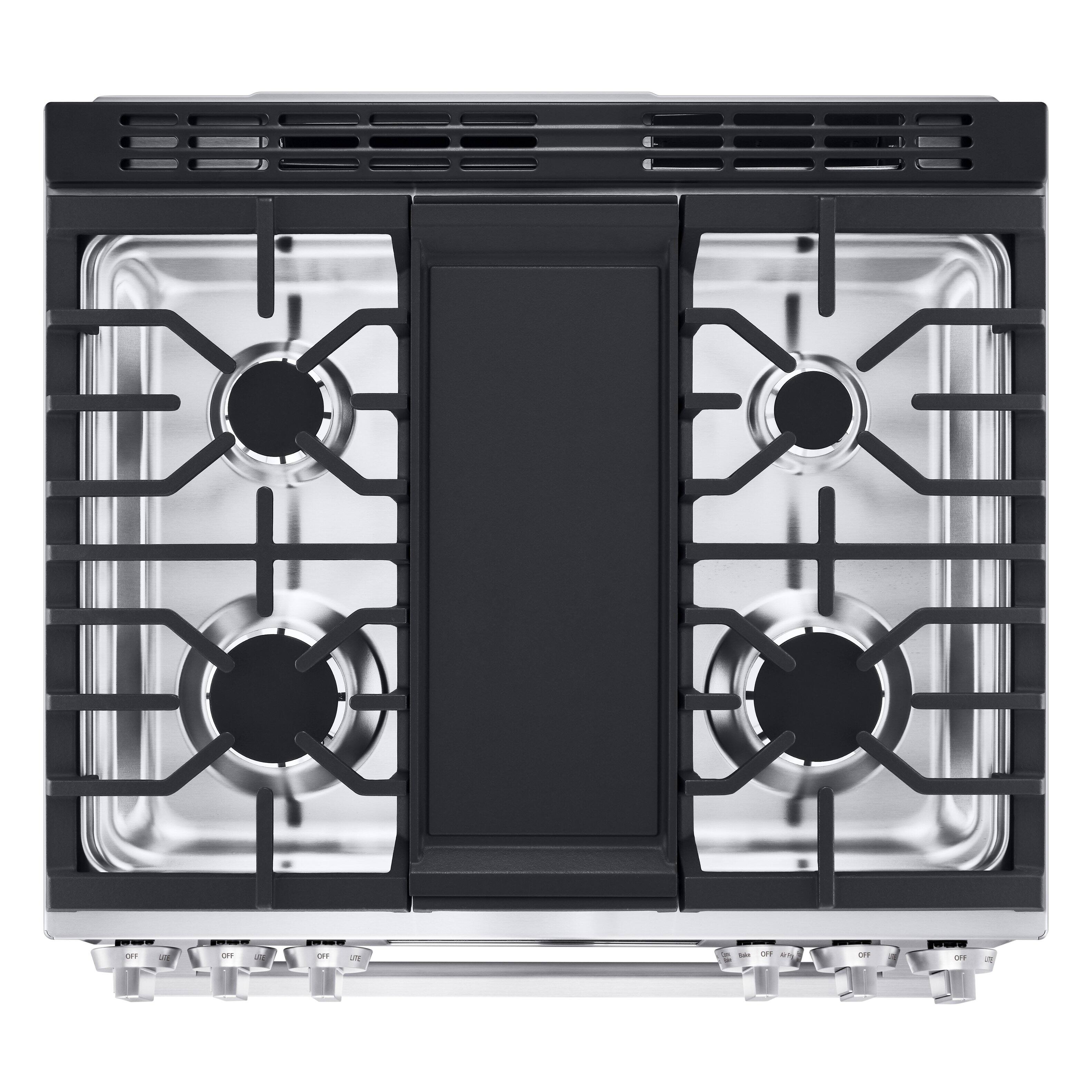 Alt View 18. LG - 6.3 Cu. Ft. Slide-In Gas True Convection Smart Range with EasyClean, Air Fry, and Flex Control Knobs - Printproof Stainless Steel.