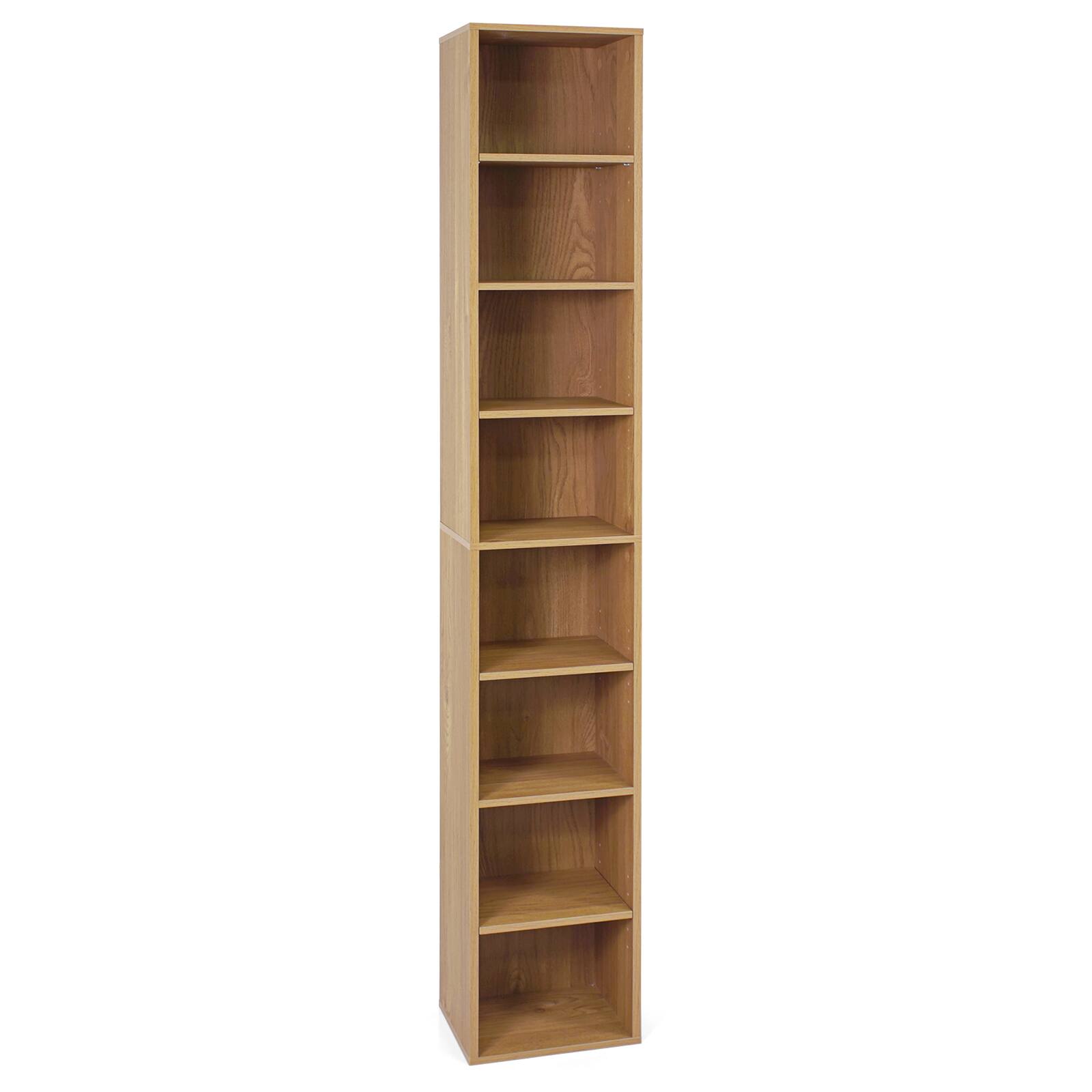 Alt View 9. Gymax - Gymax 2PCS 71'' Tall Narrow Bookshelf 8-Tier Slim Bookcase w/ 4 Adjustable Shelves Natural - Yellow.