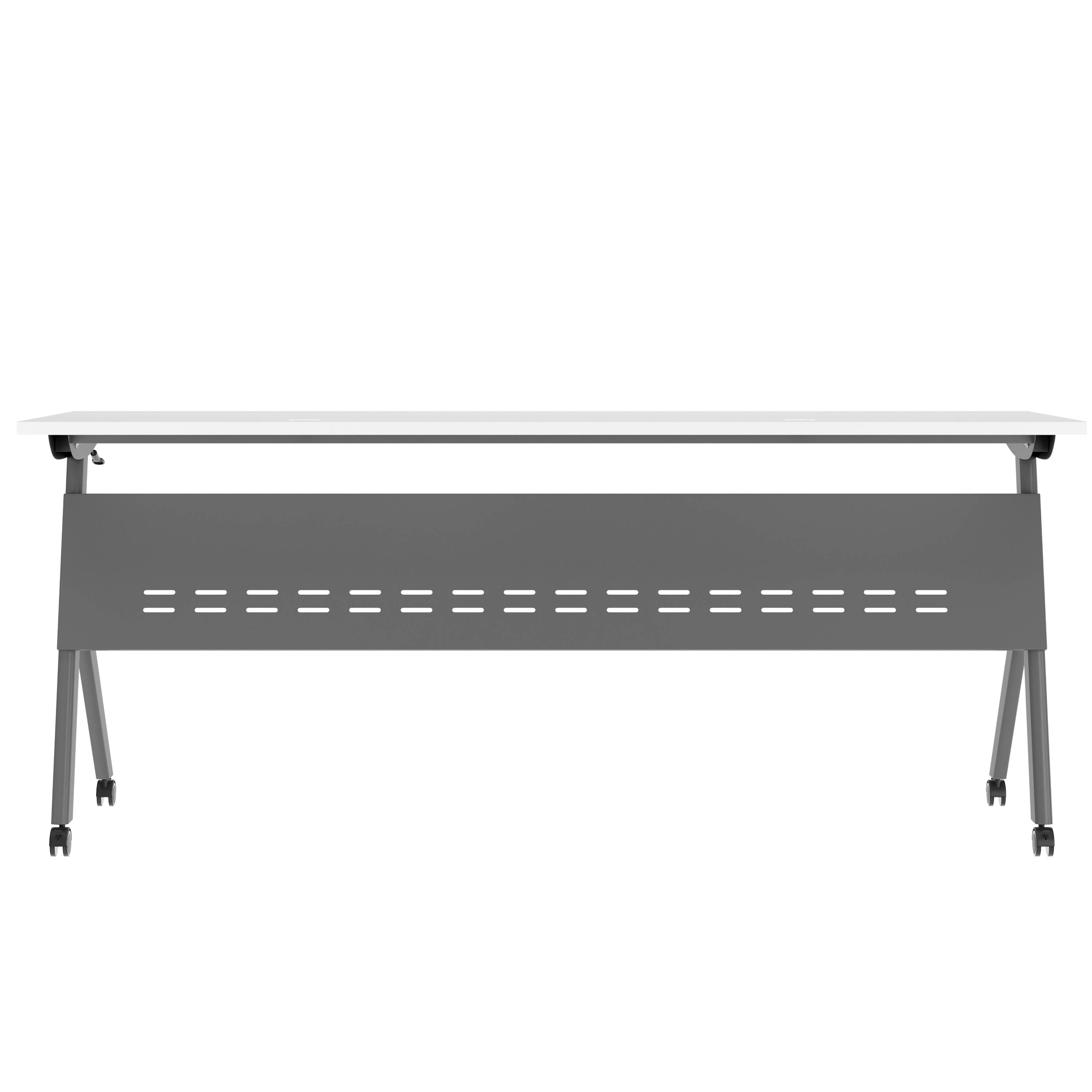 Alt View 5. Emma + Oliver - Griffin Heavy-Duty Flip Top Training Table with Nesting Design, Privacy Panel, Y-Legs, Tabletop, Metal Frame - White Top/Gray Frame.