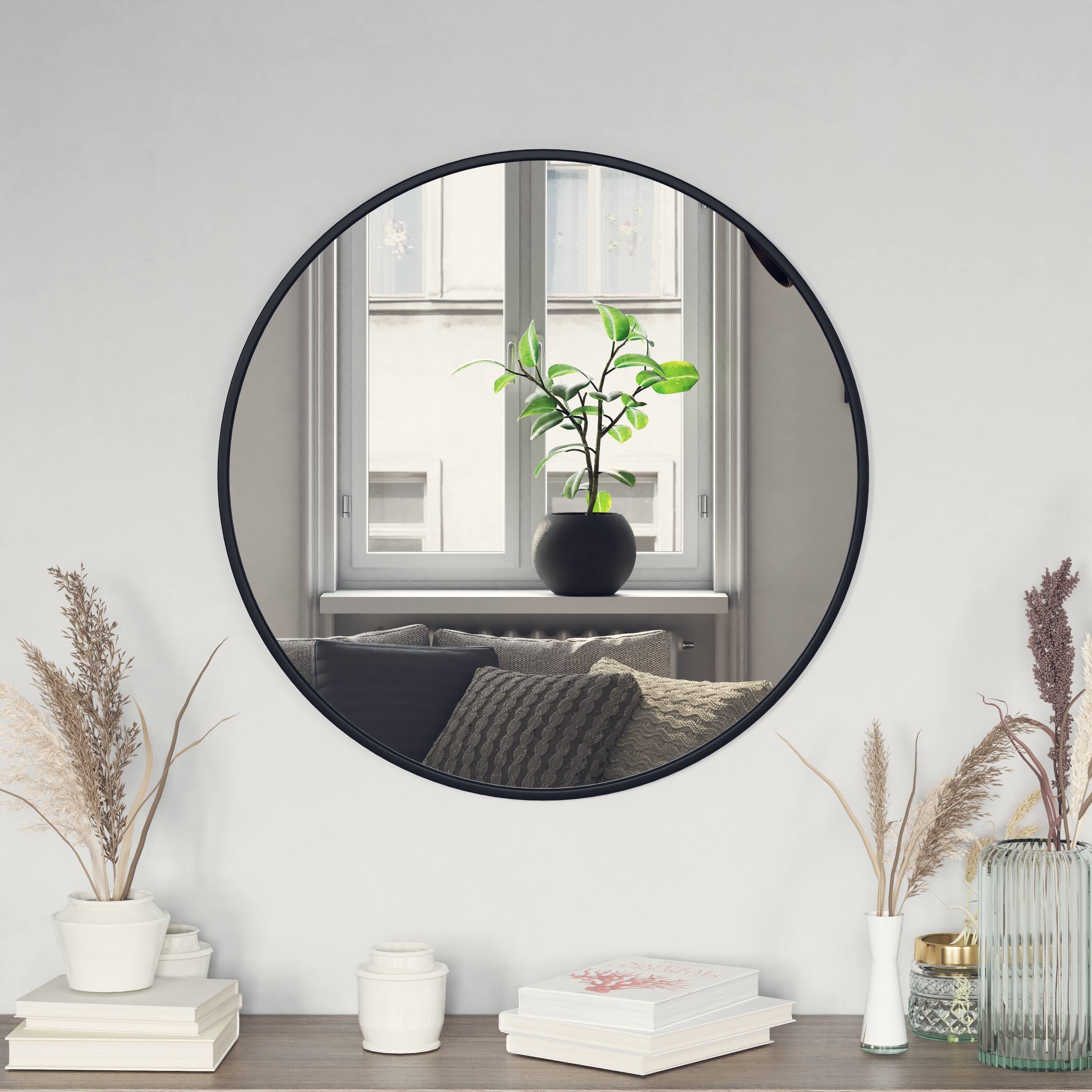 Alt View 4. Emma + Oliver - Mersin Wall Mounted Mirror with Iron Frame, Silver Backing and Shatterproof Glass for Entryways, Bathrooms and More - Black.