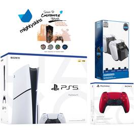 PlayStation 5 Slim Disc with Extra Controller, Dual Charging Dock and MightySkins Decal Voucher - PlayStation 5