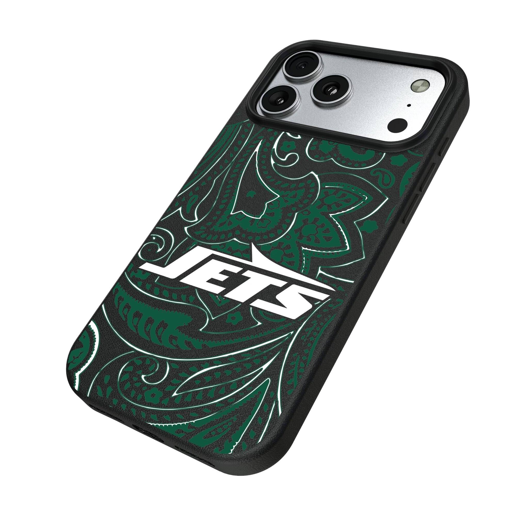 Alt View 1. Keyscaper - Paisley iPhone Magnetic Bump Case - 16 Pro - Black.
