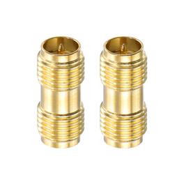 Unique Bargains - 2pcs SMA Straight Adapter, Female to RP-SMA Female 50 Ohm for Antennas/Signal/Test/Router/Car Navigation - Gold