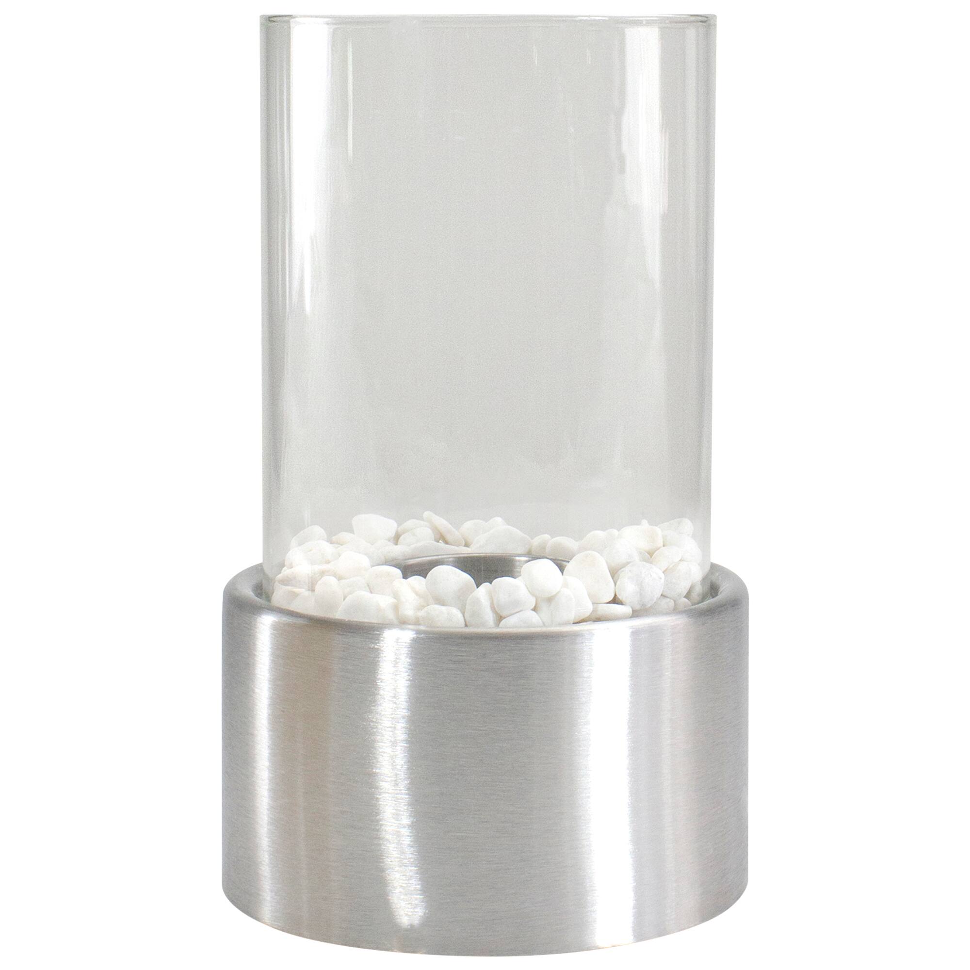 Alt View 6. Northlight - Bio Ethanol Round Portable Fireplace with Base - 10.5" - Silver - Silver.