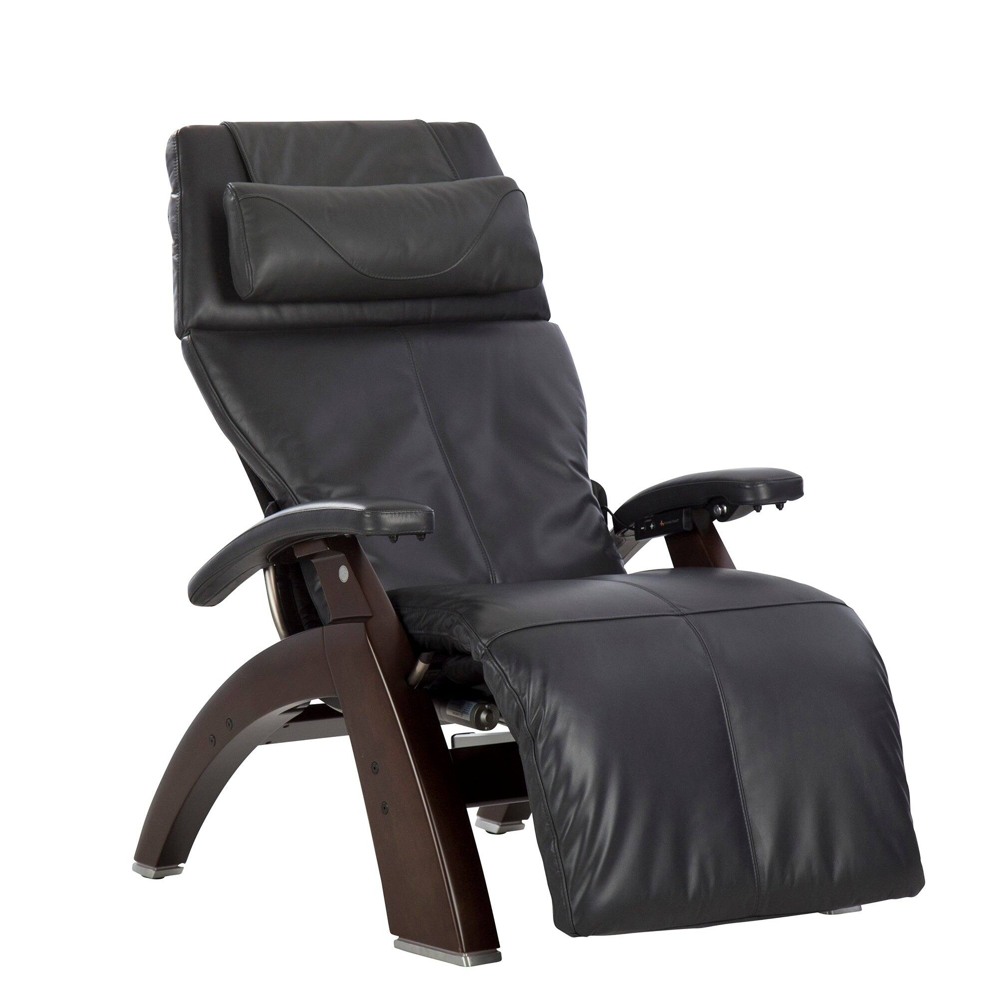 Front. Human Touch - Human Touch Perfect Chair PC-610 Omni-Motion Power Zero Gravity Recliner with Independent Back & Leg Adjustments - Dark Walnut / Gray Premium Leather / Performance.