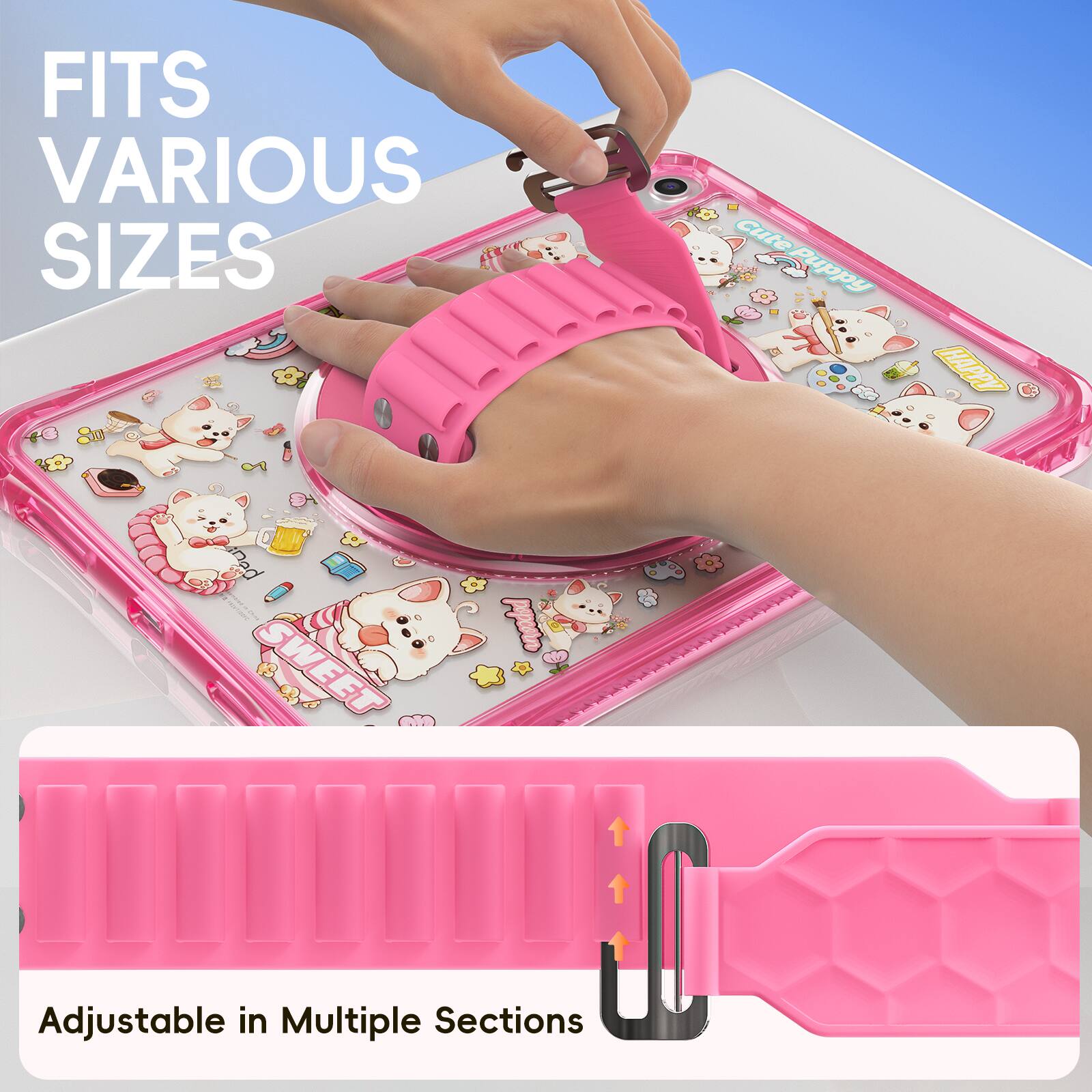 FITS VARIOUS SIZES  
Cute Puppy HAPPY Ped SWEET popaan Adjustable in Multiple Sections