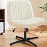 Bestier - Cross-Legged Armless Office Chair, Ergonomic Office Chair Adjustable Height with Lumbar Support & Wide Seat(No Wheels) - White