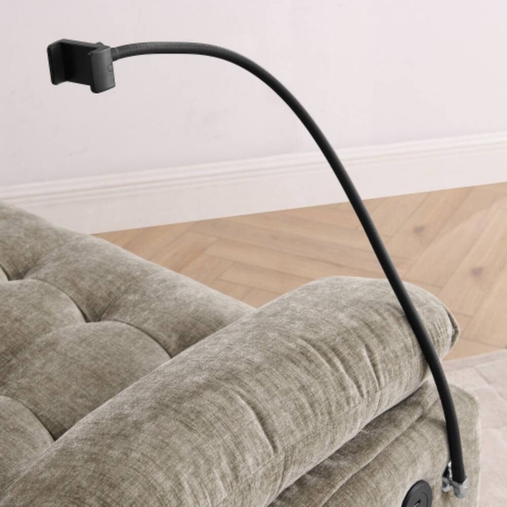 Alt View 1. LUCKY ONE - Double Sofa Recliner w/ Manual Adjustable Backrest USB Port Phone Stand Storage Ottoman - Brown.