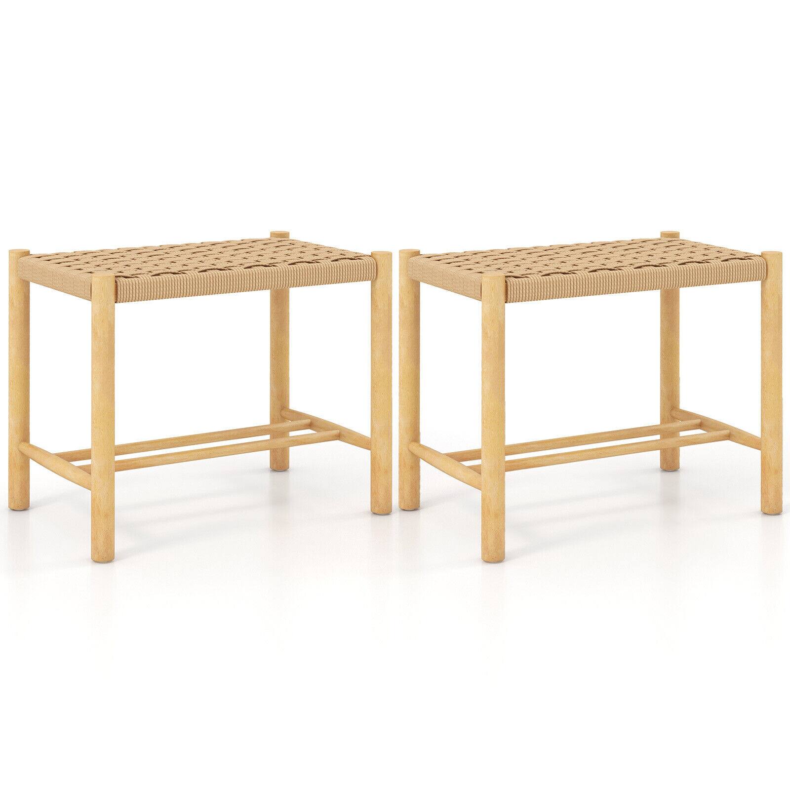 Front. Ecooso - 18 Inch Dining Stool Set of 2 for Kitchen Island or Bar Counter - Natural.
