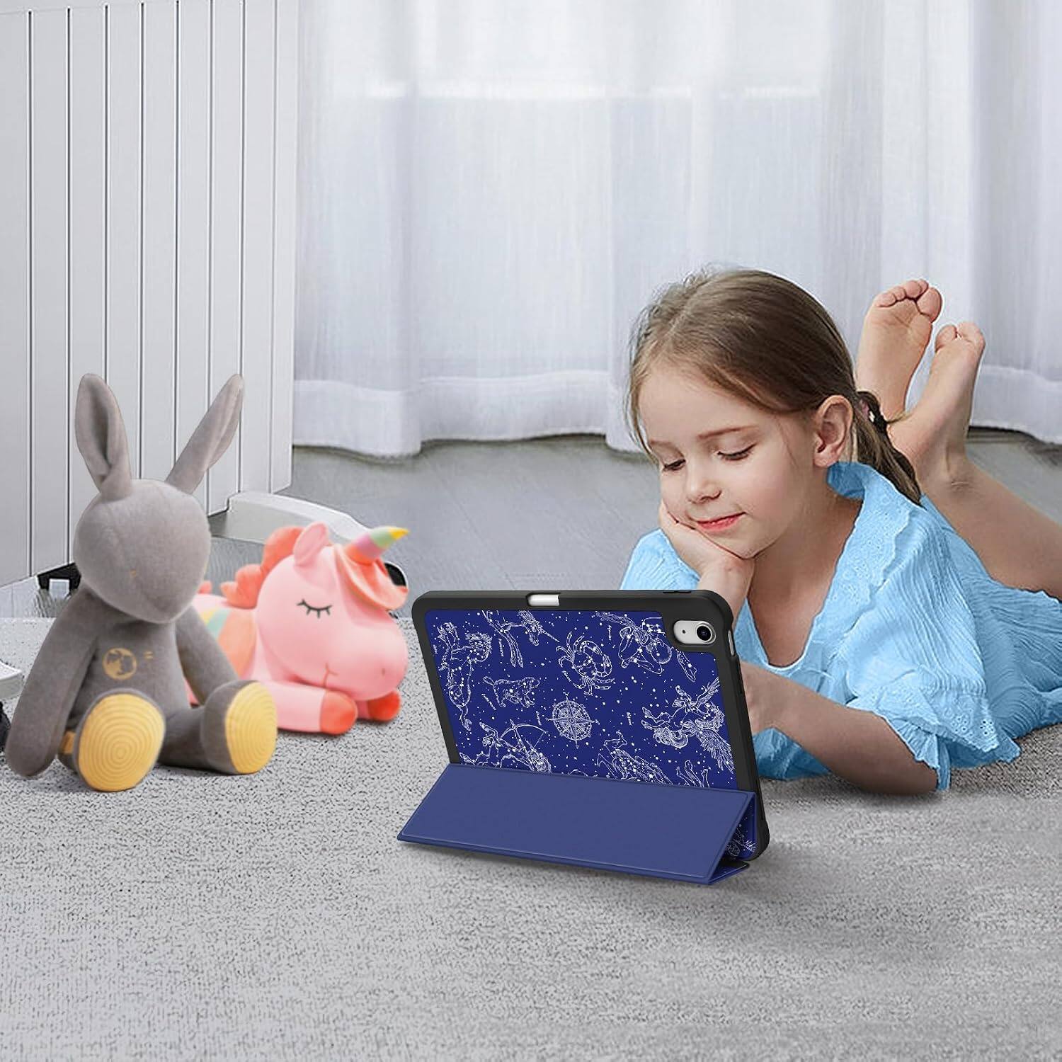 Alt View 3. Fintie - Slim Case for iPad (A16) 11-inch 2025 and iPad 10th Gen 10.9 inch 2022, Tri-Fold Stand, Flexible Soft TPU Back Cover - Composition Book Blue.