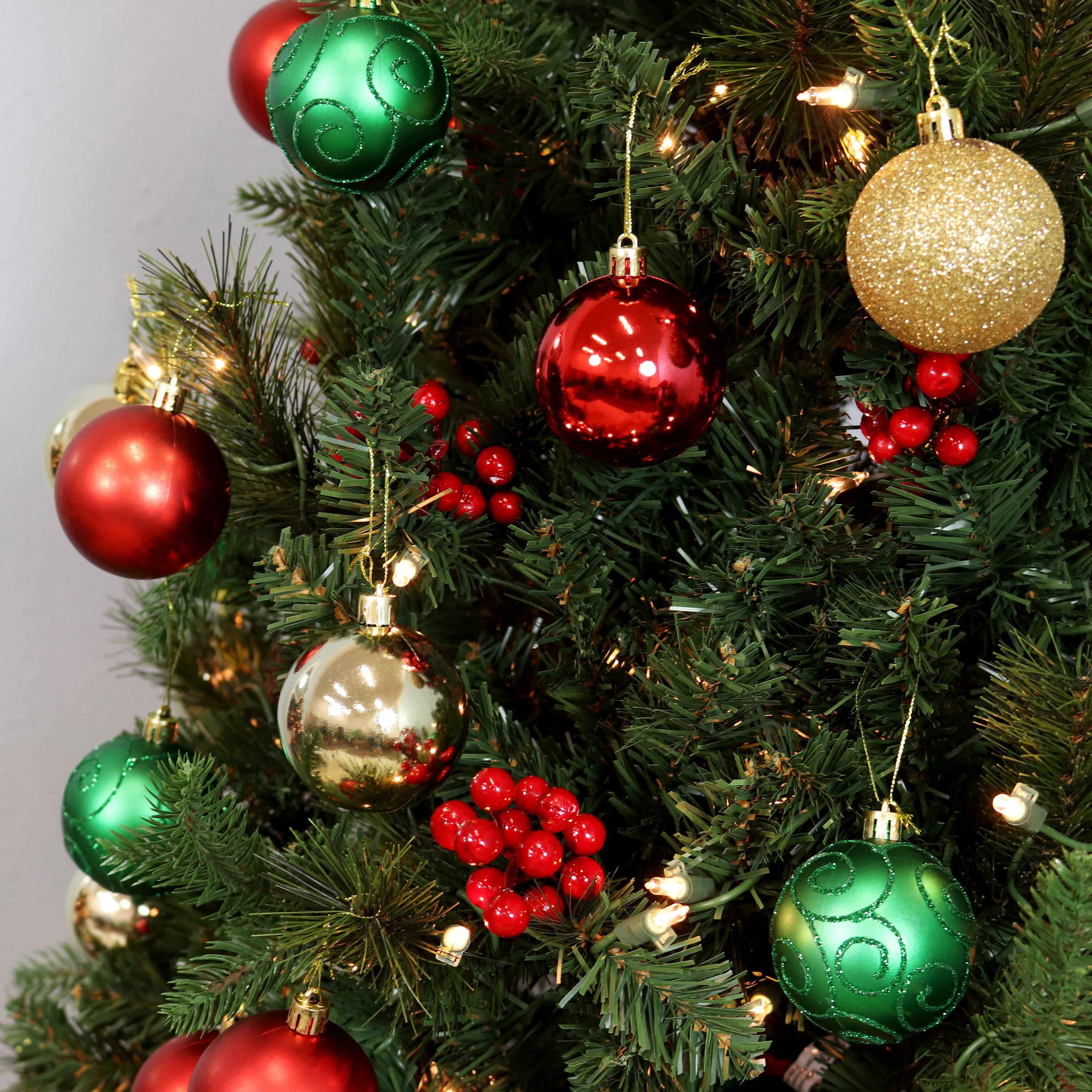 Alt View 10. Sunnydaze - Holly Jolly 50-Piece Assorted Christmas Ornament Set - 2.25 in - Red, Green, and Gold.