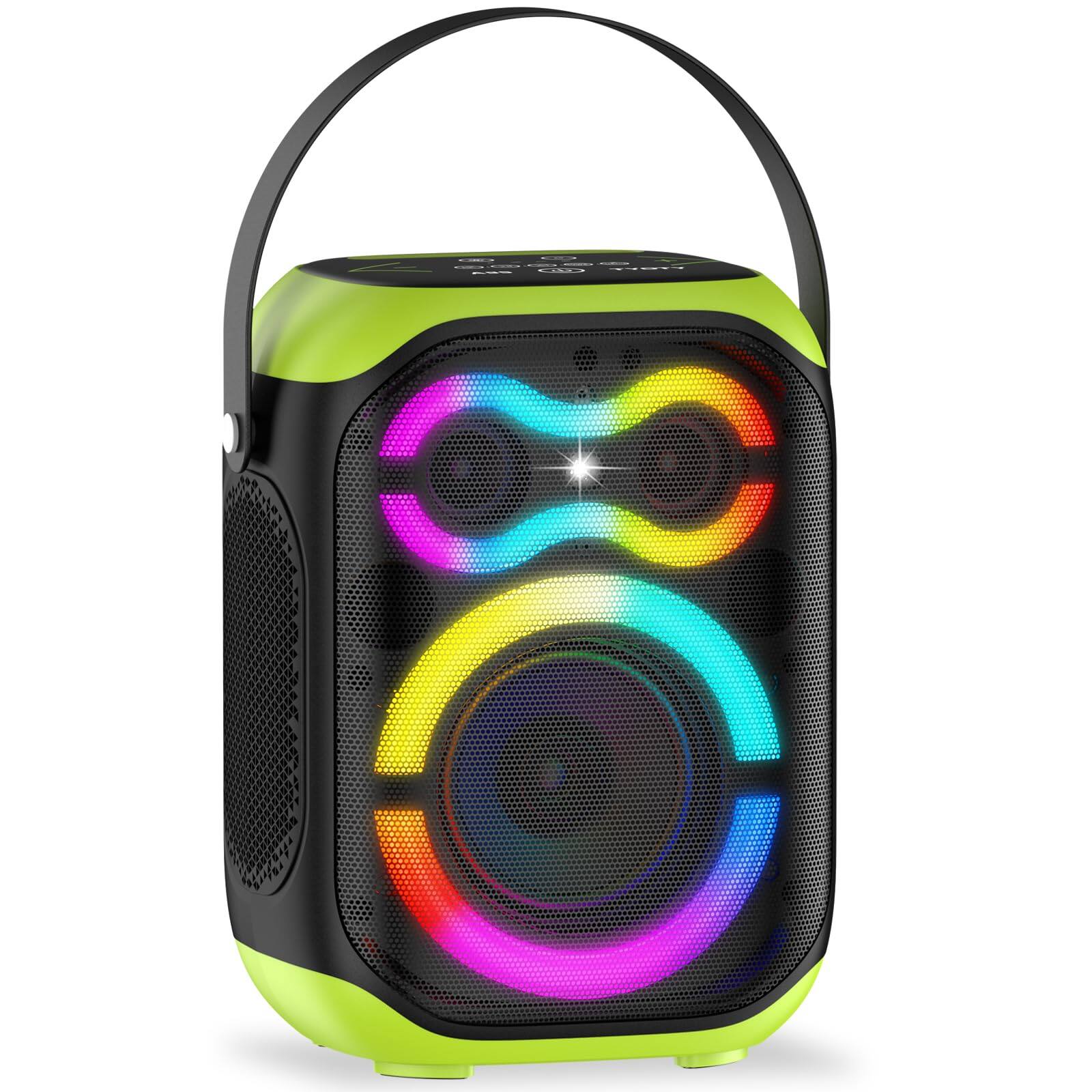 Front. Dazzed Corner - Portable Bluetooth Speakers,TWS Home Party Speaker with Subwoofer LED Lights - Black.