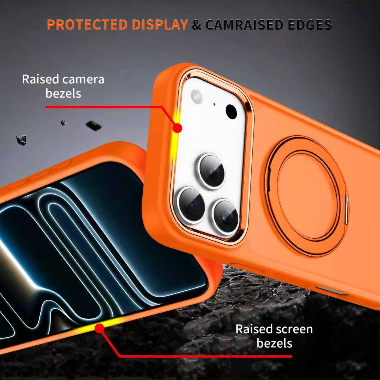PROTECTED DISPLAY & CAMRAISED EDGES

Raised camera bezels

Raised screen bezels