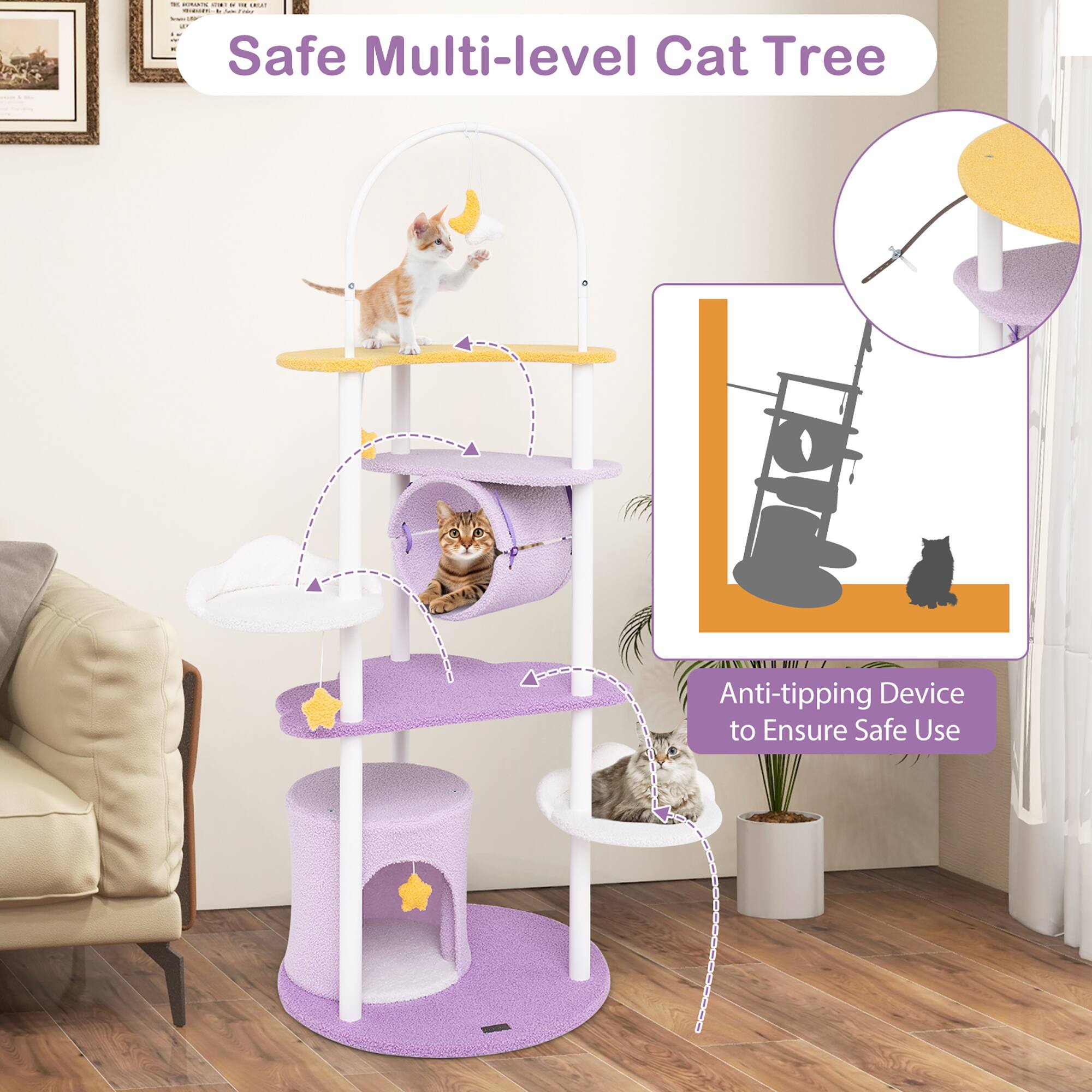 Safe Multi-level Cat Tree

Anti-tipping Device to Ensure Safe Use