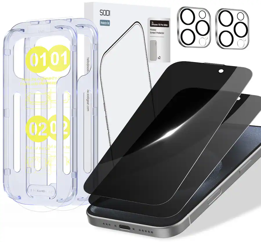 Sodi Pack Privacy Screen Protector Tempered Glass for iPhone 16