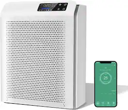 GlowWise - HEPA Air Purifier for Large Rooms up to 3500 Ft² with APP Control & PM2.5 Display, Removes Pet Hair, Dust, Odor, Pollen - White