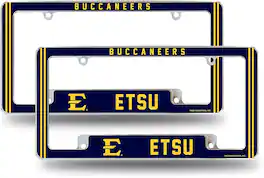 Rico Industries - East Tennessee State ETSU NCAA Buccaneers (Set of 2) Chrome Metal License Plate Frames with Bold Full Frame Design - Multi