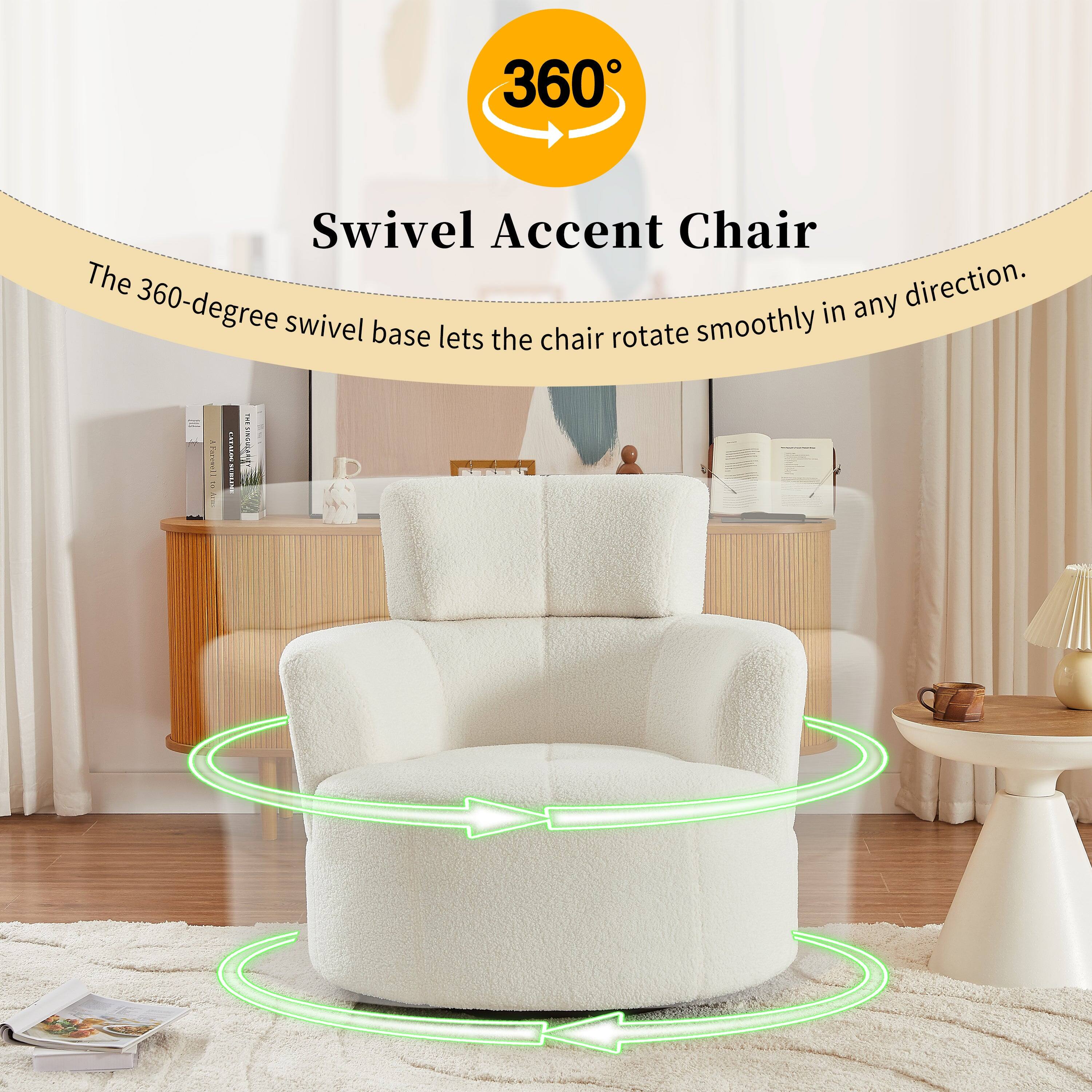 360° Swivel Accent Chair

The 360-degree swivel base lets the chair rotate smoothly in any direction.