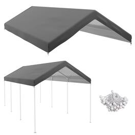 Outsunny - 20' x 10' Carport Replacement Top Canopy Cover for Model 84C-207WT or 84C-386V00WT - Dark Gray