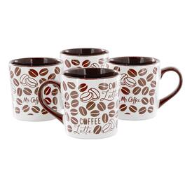 Mr. Coffee - Vintage Brew 4 Piece 18 Ounce Coffee Bean Stoneware Mug Set - Brown