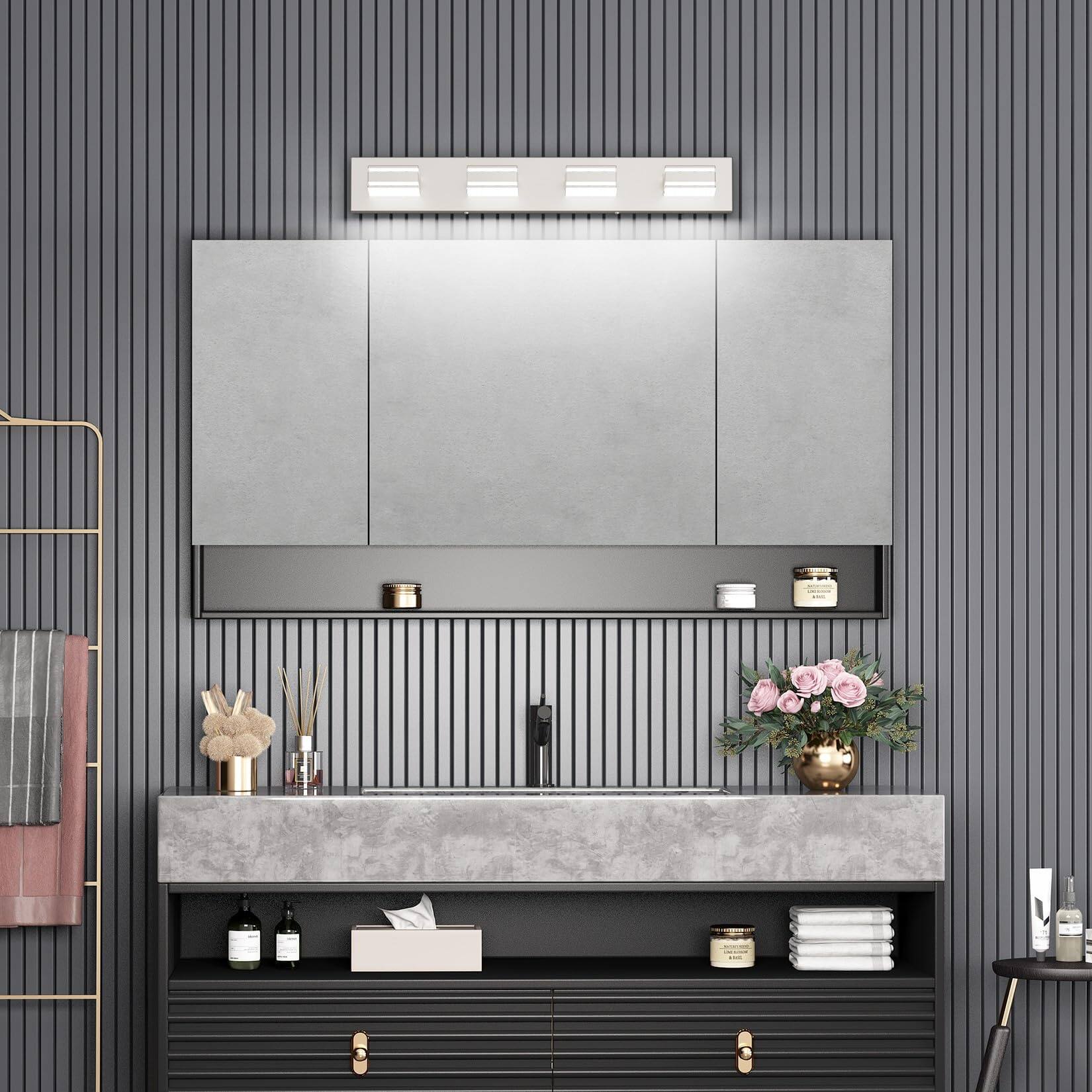 Alt View 6. Cedar Assembly - nch Brushed Nickel Vanity Light For Bathroom Metal Modern Led Fixtures - Chrome 24 inch.