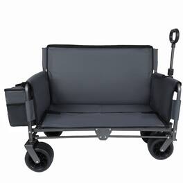 Loheer - Folding Utility Wagon Cart with Bench Seat, 180L Cargo Space and All Terrain Wheels, Gray
