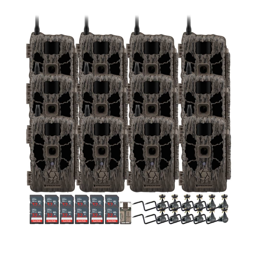 Stealth Cam - (Twelve) DECEPTOR MAX 40MP Trail Camera with Camera Holder 32GB Memory Card and Card Reader