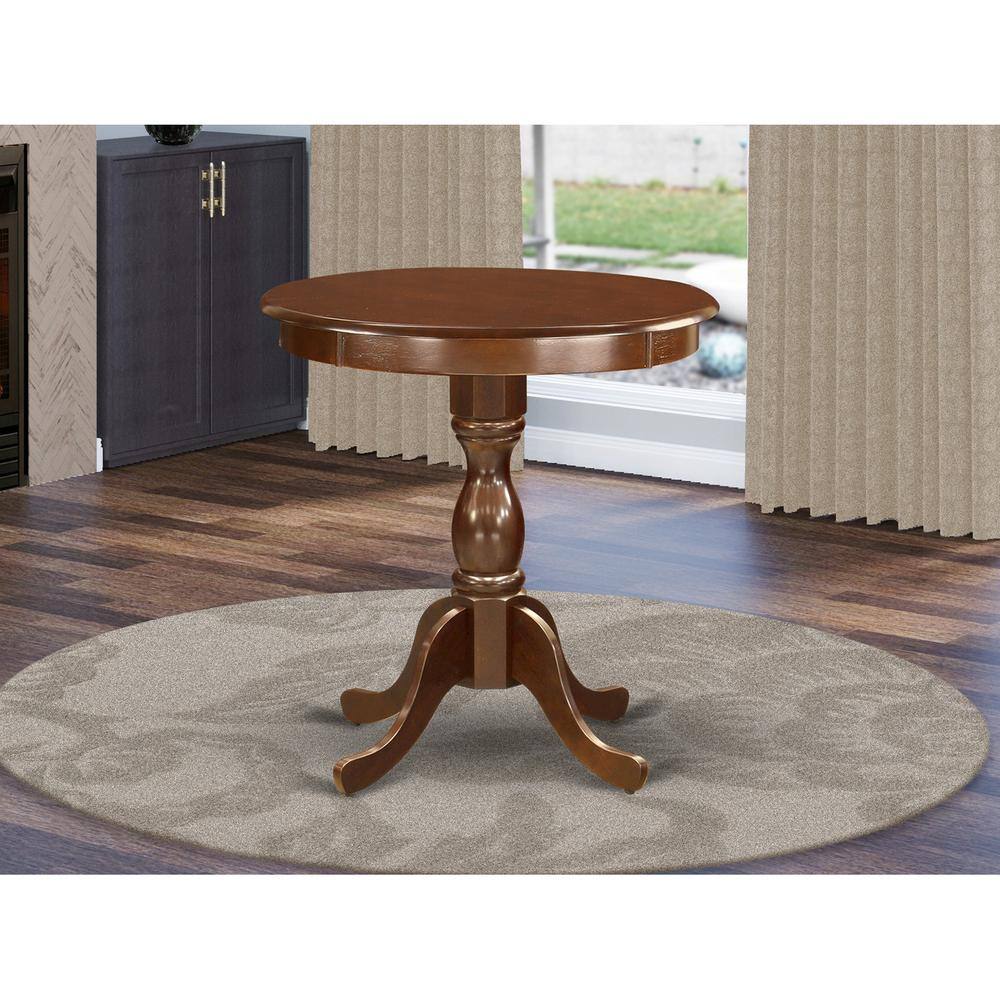 Alt View 1. East West Furniture - Amazing Small Dining Table with Oak Color Table Top Surface and Asian Wood Kitchen Table Pedestal Legs - Oak Finish - Mahogany.