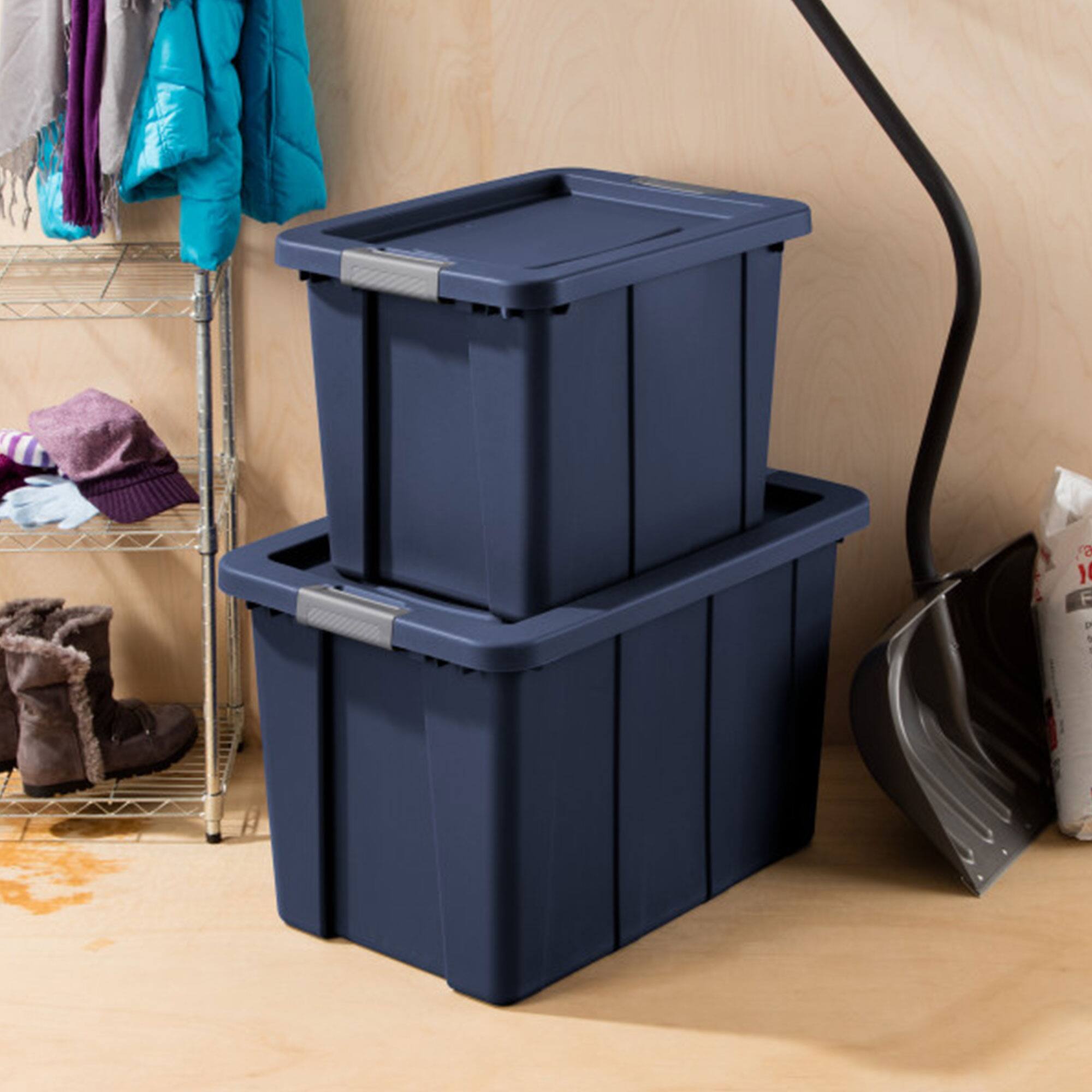 Alt View 2. Sterilite - Sterilite 18 Gal Latching Tuff1 Stackable Storage Tote w/ Latching Lid, 12 Pack - Dark Indigo.
