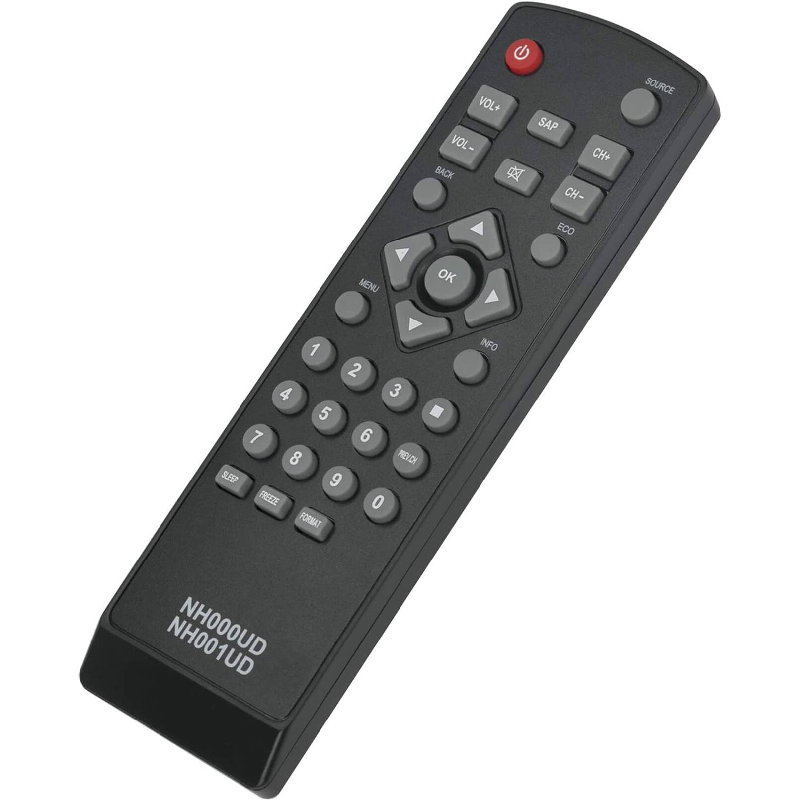 VOL+ VOL- BACK SAP CH+ CH- ECO SOURCE MENU OK 1 2 3 4 5 6 7 8 9 0 SLEEP FREEZE FORMAT INFO NH000UD NH001UD
