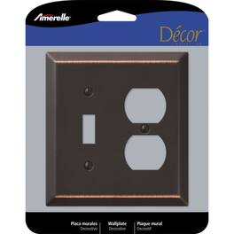 AMERELLE - Century Aged 2 gang Stamped Steel Toggle Wall Plate 1 pk - Bronze
