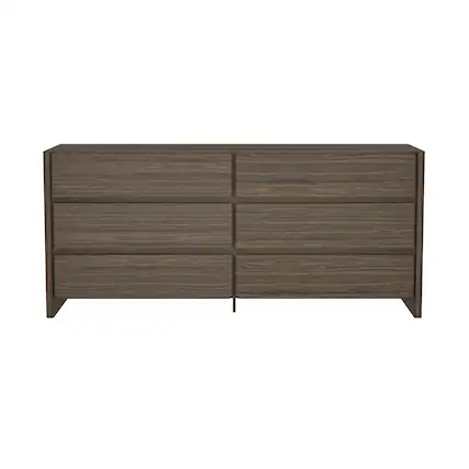 Front. TinyHomie - Linda 72in Dresser in Walnut Brown (6-Drawer) - Walnut Brown.