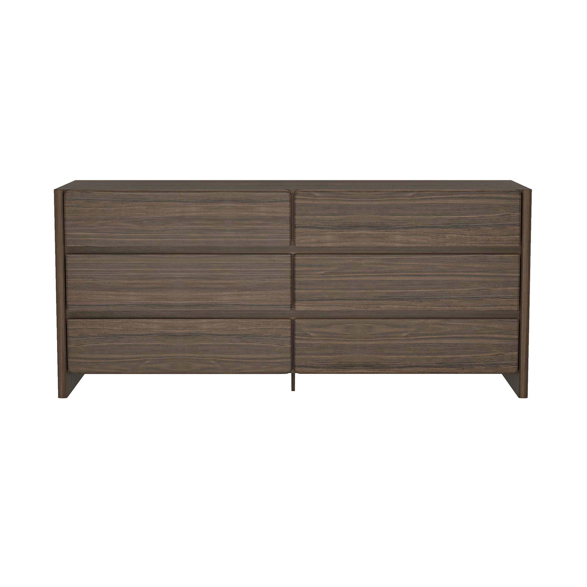 Front. TinyHomie - Linda 72in Dresser in Walnut Brown (6-Drawer) - Walnut Brown.