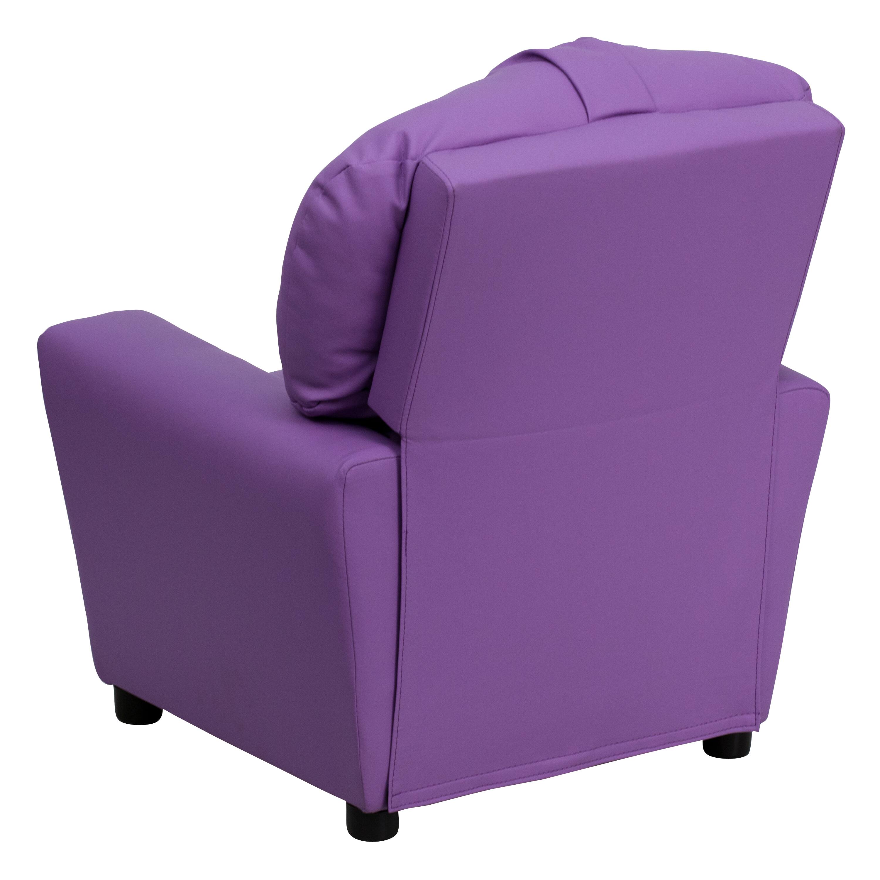 Alt View 4. Emma + Oliver - Contemporary Kids Recliner with Cup Holder - Lavender Vinyl.