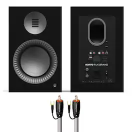 Kanto - TUK Grand Powered Speakers Bundle with AudioQuest Jack Russell Subwoofer Cable - 4m - Black