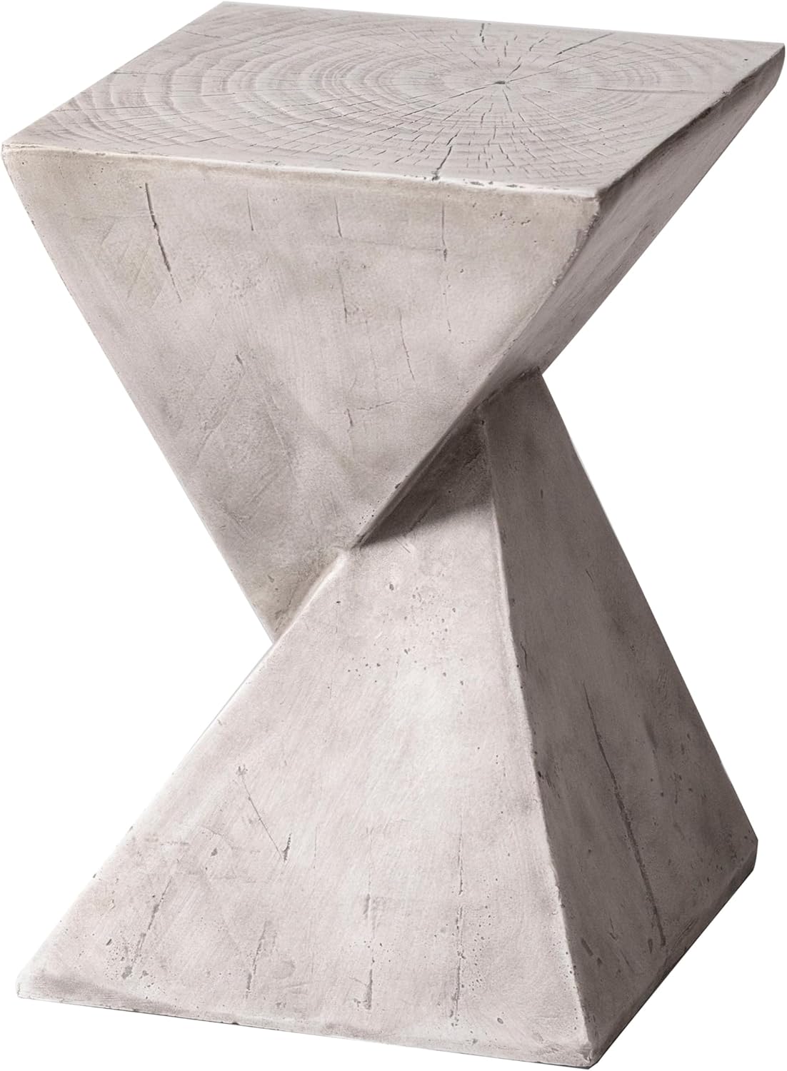 Alt View 2. LeisureMod - Glint Modern Twisted Side Table, Fiberstone Indoor/Outdoor End Table, Stool or Plant Stand - Marble White.