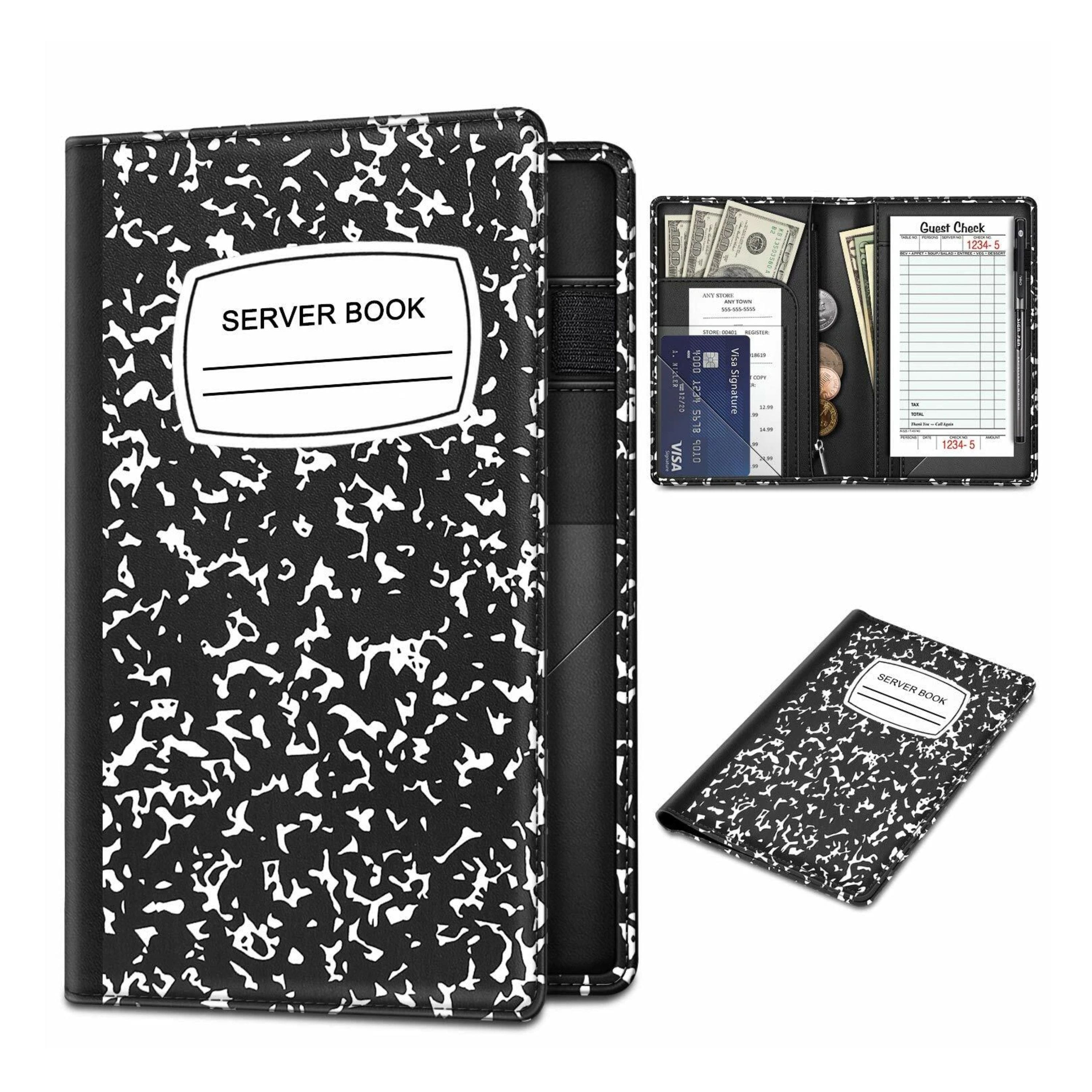 Kitcheniva - Organizer Wallet With Zipper Pocket & Card Holder Server Book For Waitress Waiter - Composition Book Black price history on PriceWatchPro