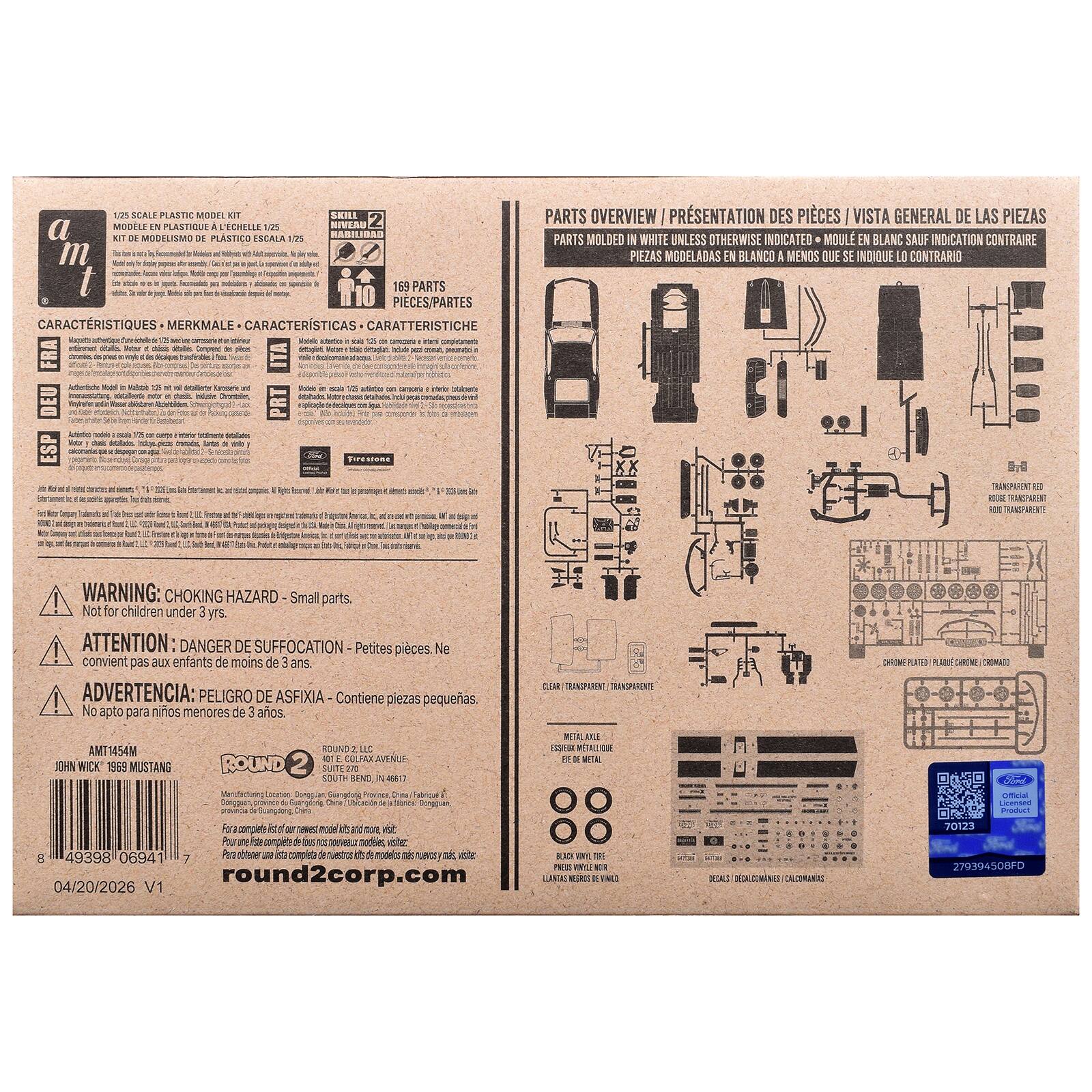 1/24 SCALE PLASTIC MODEL KIT  
MODELE PLASTIQUE A L'ÉCHELLE 1/24  
KIT DE MODELO DE PLÁSTICO A ESCALA 1/24  

169 PARTS / PIECES / PARTES  

CARACTÉRISTIQUES • MERKMALE • CARACTERÍSTICAS • CARATTERISTICHE  

PARTS OVERVIEW / PRÉSENTATION DES PIÈCES / VISTA GENERAL DE LAS PIEZAS  
PARTS MOLDED IN WHITE UNLESS OTHERWISE INDICATED • MOULÉ EN BLANC SAUF INDICATION CONTRAIRE • PIEZAS MOLDEADAS EN BLANCO A MENOS QUE SE INDIQUE LO CONTRARIO  

WARNING: CHOKING HAZARD - Small parts. Not for children under 3 yrs.  
ATTENTION: DANGER DE SUFFOCATION - Petites pièces. Ne convient pas aux enfants de moins de 3 ans.  
ADVERTENCIA: PELIGRO DE ASFIXIA - Contiene piezas pequeñas. No apto para niños menores de 3 años.  

AMT 1454M  
JOHN