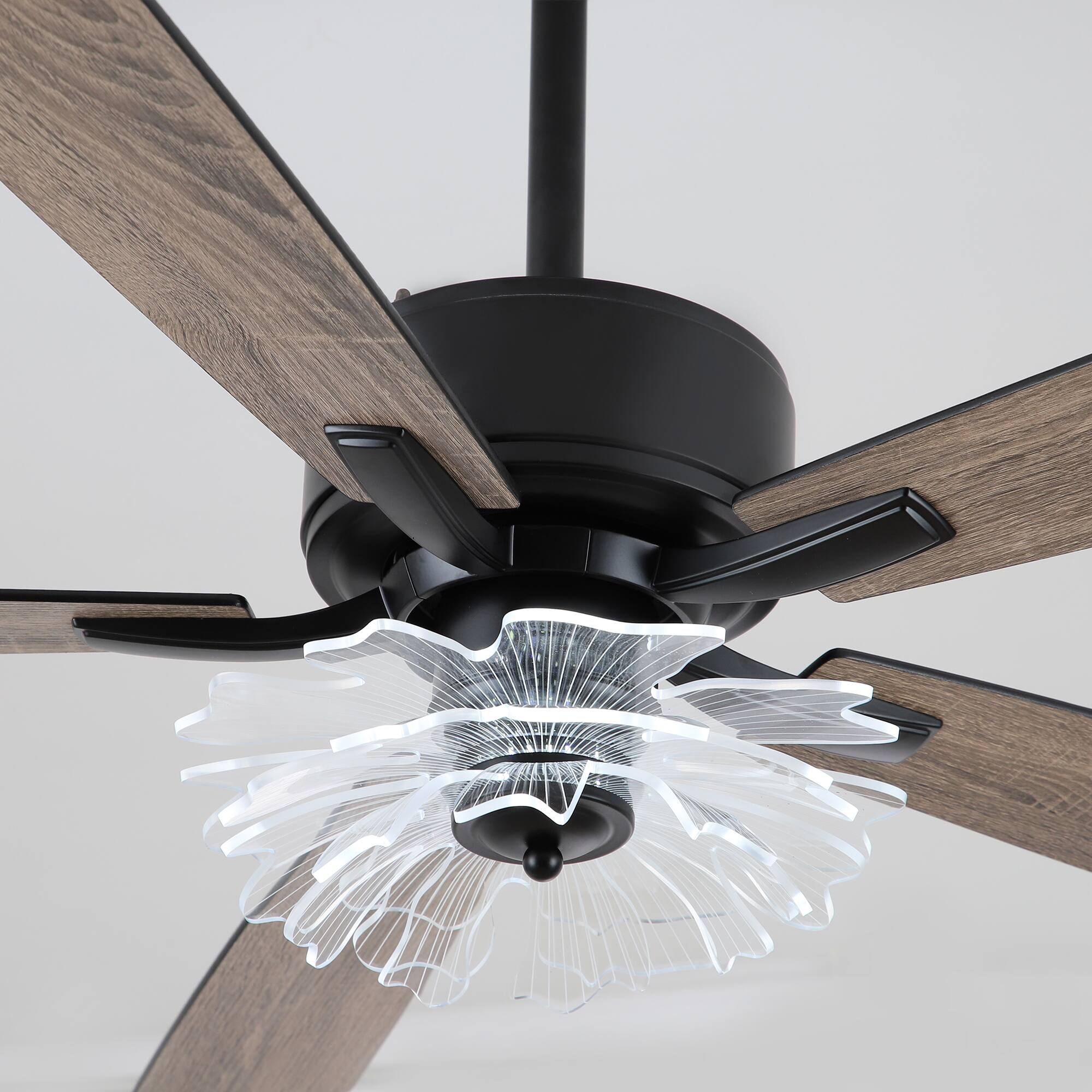 Alt View 9. Parrot Uncle - 52"Modern Black LED Ceiling Fan with Remote and Light Guide Plate Design - Black.