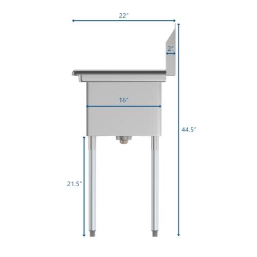 22"  
2"  
16"  
44.5"  
21.5"